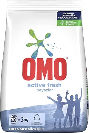 Omo Active Fresh Beyazlar 20 yıkama Toz Çamaşır Deterjanı 3 Kg
