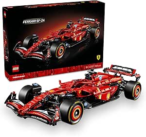 LEGO Technic Ferrari SF–24 F1 Araba 42207 – Yetişkinler için 1:8 Ölçekli V6 Motor, Vites Kutusu, Direksiyon ve DRS içeren Koleksiyonluk Yarış Arabası Modeli Yapım Seti, Hediye Fikri (1361 Parça)