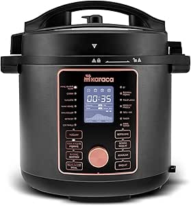 KARACA Cooker 2 in 1, Çok Amaçlı Basınçlı Pişirici Akıllı Elektrikli Düdüklü Tencere ve Airfryer, 6 Litre, Mat Siyah