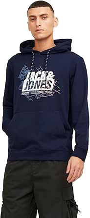 JACK %26 JONES Erkek JCOMAP LOGO SWEAT HOOD SN Sweatshirt Lacivert M