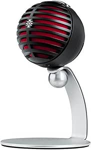 SHURE MV5 Dijital Podcast Mikrofonu, USB, 3.5 mm Jack, Masaüstü Stand, DSP Preset Mod, 10.41 x 12.95 x 11.18 cm, Kırmızı Köpük, Siyah