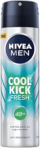 NIVEA Men Erkek Sprey Deodorant Cool Kick Fresh, 150 ml, Ter ve Ter Kokusuna Karşı 48 Saat Anti-perspirant Koruma