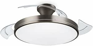 Philips Atlas DC Fan ceiling Tavan Vantilatörlü Armatür, Açılır/Kapanır Kanatlı, Kumandalı, Sarı/Beyaz Işık 28W+35W – Nikel