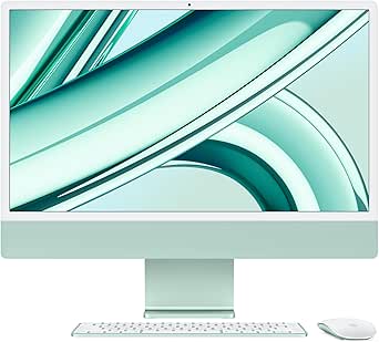 Apple 2023 M3 çipli iMac Hepsi-Bir-Arada Masaüstü Bilgisayar: 8 çekirdekli CPU, 8 çekirdekli GPU, 24 inç 4.5K Retina Ekran, 8 GB Birleşik Bellek, 256 GB SSD Depolama, Uyumlu Aksesuarlar. Yeşil