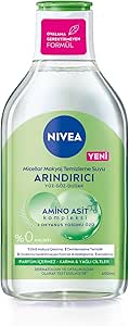 NIVEA Micellar Makyaj Temizleme Suyu Arındırıcı ve Matlaştırıcı 400 ml, Yüz, Göz ve Dudak Temizleyici, Amino Asit Kompleksi ve Okyanus Yosunu Özü