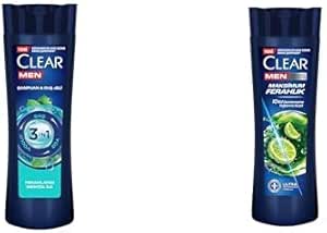 Clear Men 3 in 1 Şampuan & Duş Jeli Ferahlatıcı Mentol Etkisi Saç Yüz Vücut İçin 350 ml ve Clear Men Kepeğe Karşı Etkili Şampuan Maksimum Ferahlık 350 ml
