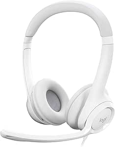 Logitech H390 Kablolu Kulak Üstü Mikrofonlu Kulaklık, Dijital Stereo Ses, Katlanabilir Gürültü Önleyici Mikrofon, Kablo Üzeri Denetimler, Beyaz