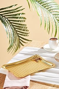 Emsan Leafy Dikdörtgen Tepsi Gold