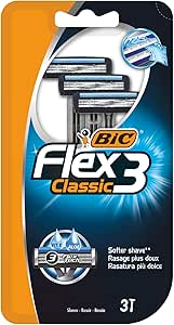 BIC Flex 3 Erkek Tıraş Bıçağı 3’lü Blister (3 Bıçak), Birbirinden Bağımsız Hareket Edebilen 3 Bıçak, Oynar Başlık, Aloe Vera ile Zenginleştirilmiş Kayganlaştırıcı Jel Şerit