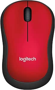 Logitech M185 Kablosuz Mouse, PC, Mac, Dizüstü Bilgisayar için, USB Mini Alıcı ile 2.4GHz, 1000 DPI Optik, 12 Ay Pil Ömrü, Sağ ve Sol Elle Kullanıma Uygun, Kırmızı