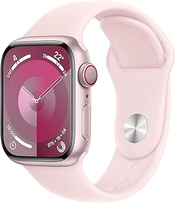 Apple Watch Series 9 GPS + Cellular 45 mm Pembe Alüminyum Kasa Akıllı Saat ve Uçuk Pembe Spor Kordon – S/M. Fitness Takibi, Kanda Oksijen ve EKG Uygulamaları, Hep Açık Retina Ekran