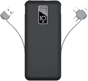 Zore PW-05 Hızlı Şarj Led Göstergeli Micro Lightning Type-C Kablolu Taşınabilir Powerbank 10000mAh Siyah