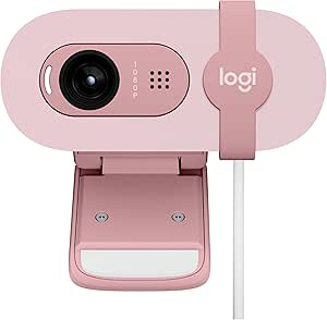 Logitech Brio 100 Full HD Web Kamerası, Toplantı ve Yayın Amaçlı, Otomatik Işık Dengesi, Dahili Mikrofon, Gizlilik Kapağı, USB-A, Microsoft Teams, Google Meet, Zoom ile Uyumlu, Pembe