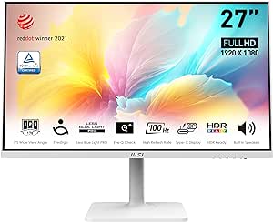 MSI 27″ MODERN MD2712PW Kurumsal Monitör, Flat, FHD, 16:9, IPS, 100Hz 1ms Adaptive-sync Pivot, Beyaz, Type-C