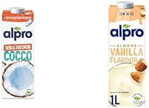 Alpro Şekersiz Hindistan Cevizi Bitki Bazlı İçecek 1 L ve Alpro Badem Vanilya Bitki Bazlı İçecek 1L