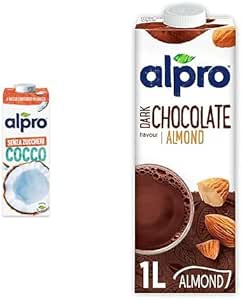 Alpro Şekersiz Hindistan Cevizi Bitki Bazlı İçecek 1 L ve Alpro Badem Bitter Çikolata İçeceği 1L