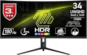 MSI 34 MAG 342CQR E2 Gaming Monitör, UWQHD, 21:9, Curve 1500R, VA, 180Hz 1ms, Freesync Premium