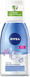 NIVEA Make Up Expert Çift Fazlı Göz Makyaj Temizleyici Mavi Kantaron Çiçeği Özü ile Hassas Kirpik Bakımı, 125 ml