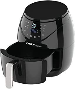 Johnson Friggisano Sıcak Hava Fritözü, 6.5 Litre Air Fryer XXL, 1800 W, Dijital Temperd Glass Gösterisi, Bulaşık Makinesinde Yıkanabilir, Hava Üfleme Teknolojisi,Max 230°C Ayarlama,12 Fonksiyon,Siyah (Made in Italy)