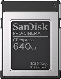 SanDisk PRO-CINEMA CFexpress Tip B hafıza kartı 640 GB (CFexpress teknolojisine sahip sinema kameralarının kullanımı için, 8K çekim, 1.700 MB/sn’ye kadar okuma, 1 metreye kadar düşme direnci