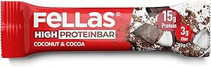Fellas Yüksek Protein Bar, Hindistan Cevizli ve Kakaolu, 45gr x 12 Adet