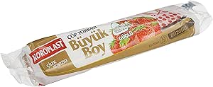 Koroplast Çilek Kokulu Büyük Boy Büzgülü Çöp Poşeti 10’lu 65×70 cm, Kolay Bağlanır Kokulu Büzgülü Büyük Boy Çöp Torbası, Sızdırmaz Yırtılmaz, Geri Dönüştürülebilir Atık Torbası Ekstra Güçlü Çöp Poşeti