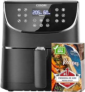COSORI Airfryer Sağlıklı ve Verimli 5,5 L Sıcak Hava Fritözü, 11 Ön Ayarlı, Ön Isıtma ve Sıcak Tutma Işlevleri, Dijital Dokunmatik LED Ekran, Bulaşık Makinesinde Yıkanabilir, 1700W