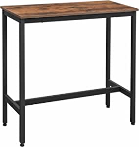 Vasagle Bar Masası, Mutfak Masası, Mutfak Tezgahı, Dikdörtgen Çubuk Masa, Sağlam Metal Çerçeve, 100 X 40 X 90 Cm, Kolay Montaj, Ince, Endüstriyel Tasarım, Vintage Kahverengi-Siyah Lbt10X
