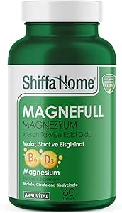 Shiffa Home Magnefull Magnezyum Tableti – Elementel Mg, Bisglisinat, Sitrat ve Malat Formları, D3 ve B6 Vitaminli, Takviye Edici Gıda, 11 Yaş Üstü için (60 Tablet)