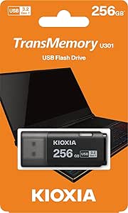 KIOXIA TransMemory U301 256GB USB Bellek – USB 3.2 Gen 1, Siyah