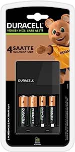 Duracell CEF 14 Pil Şarj Cihazı, 4 saat (1 adet) ve Şarj Edilebilir AA ve AAA Pil (2’şer adet)