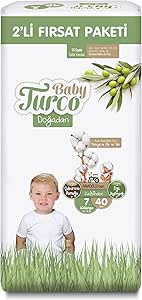 Baby Turco Doğadan 2’li Fırsat Paketi Bebek Bezi 7 Numara Xxlarge 40 Adet