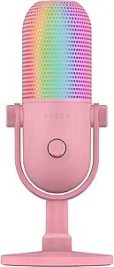 Razer Seiren V3 Chroma – RGB USB Mikrofon – Tap-to-Mute özellikli Süperkardioid Kondenser Mikrofon (Reaktif Aydınlatma, Dijital Kazanç Sınırlayıcı ve Entegre Şok Emici) Quartz