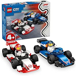 LEGO City F1 Williams Racing ve Haas F1 Yarış Arabaları 60464-4 Yaş ve Üzeri Çocuklar için 2 F1 Pilotu Minifigürü İçeren Yaratıcı Oyuncak Yapım Seti, Doğum Günü Hediyesi (92 Parça)
