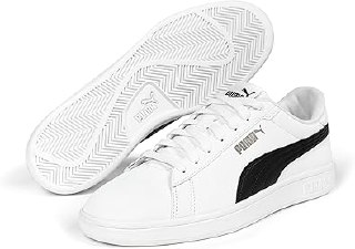 Puma PUMA Smash 3.0 Buck Sneakers Unisex Yetişkin Spor Ayakkabı, PUMA White-PUMA Black, 44.5