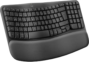 Logitech Wave Keys Kablosuz Dolgulu Avuç İçi Destekli Ergonomik Klavye, Konforlu Doğal Yazma, Easy-Switch, Bluetooth, Logi Bolt Alıcı, Çoklu İşletim Sistemleri, Windows/Mac için, Türkçe Q, Siyah