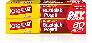 Koroplast Büyük Boy Buzdolabı Poşeti Dev Ekonomi 80’li, Yeni Ekonomik Buzdolabı Poşeti Büyük Boy 30×45 cm, BPA İçermez, Sızdırmaz Saklama Torbası, Meyve, Sebze, Yemek, Et, Tavuk, Gıda Saklama Torbası