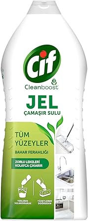 Cif Jel Yüzey Temizleyici Cleanboost Tüm Yüzeyler için Leke Çıkarıcı Çamaşır Sulu Bahar Ferahlığı 1500 ml