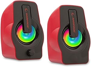 Rampage RMS-G7 FALSETTO 2.0 6 Watt RGB Ledli Kırmızı Multimedia Gaming USB Speaker, Oyuncu Hoparlör