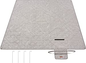 SONGMICS Piknik örtüsü, 200 x 200 cm, 4 toprak çekirdekli, büyük, kamp örtüsü, park, bahçe, plaj için, su geçirmez, makinede yıkanabilir, katlanabilir, tropik eğrelti otlu haki GCM010B02