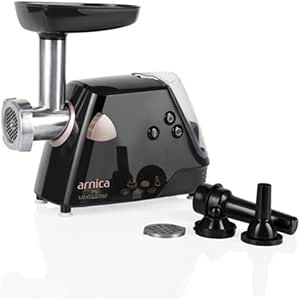 arnica GH21220 Meatchef Siyah-Rose Et Kıyma Makinesi, 2 Adet Paslanmaz Çelik Silindir, Siyah/Rose