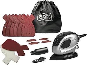 Black + Decker Silver Series BEW230SBCK-QS 55 W 11.000 RPM Mouse Detay Zımpara Makinesi ve Aksesuar Seti (15 Karışık Aksesuar, Zımpara Kağıtları ve Vakum Adaptörü) Kitbox