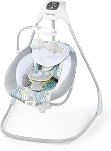 Ingenuity SimpleComfort Hafif Çok Yönlü Kompakt Bebek Salıncağı, 6 Hız, Doğa Sesleri ve Titreşimler – Everston, 0-9 Ay