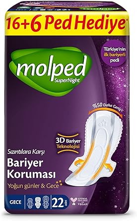 Molped Supernight Ultra Hijyenik Ped Gece Dev Ekonomik 22 Adet