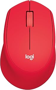 Logitech M330 Sessiz Kablosuz Mouse, PC, Mac, Dizüstü Bilgisayar için, USB Mini Alıcı ile 2.4GHz, 1000 DPI Optik, 18 Ay Pil Ömrü, Sağ Elle Kullanıma Uygun, Kırmızı