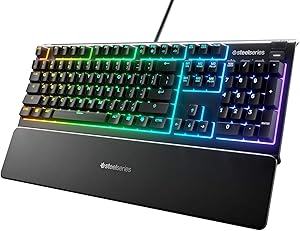 Steelseries Apex 3 Gaming Klavye, 10 Bölgeli Rgb Aydınlatma, Sessiz Switch, Ip32 Sıvı Dayanıklılık, Premium Manyetik Bilek Desteği, Türkçe Qwerty