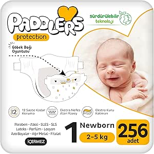 Paddlers Protection Bebek Bezi 1 Numara Yenidoğan 256 Adet (2-5 Kg) Ekstra Jumbo Set