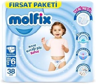 Molfix Extra Large 6 Beden Bebek Bezi, 38 Adet