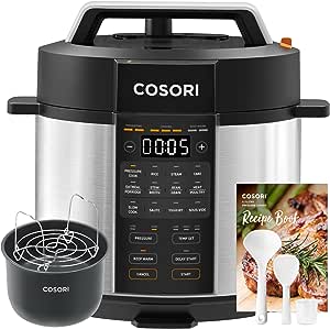 COSORI Düdüklü Tencere, 9’u 1 Arada, 14 Fonksiyonlu Çoklu Pişirici, 5,7 L Düdüklü Tencere, Yavaş Pişirici ve Sous Vide, Sote Tavası, Paslanmaz Çelik