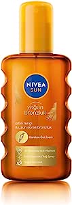 NIVEA SUN Karoten Özlü Yoğun Bronzlaştırıcı Güneş Vücut Sprey 200ml, E Vitamini, Uzun Süreli Bronzluk, SPF6